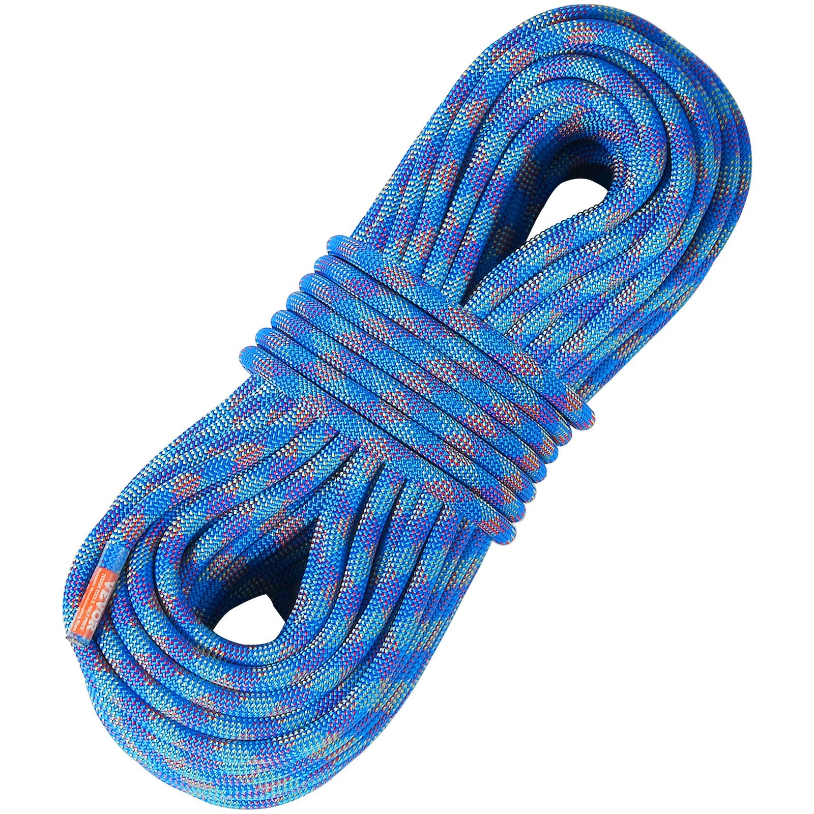 10.2mm Dynamic Climbing Rope, 50M(164ft) Outdoor Rock Climbing Rope 25KN Breaking Tension, Stretchable Fiber Rope with Steel Snap Hooks for Escape, Rappelling, Fire Rescue, Blue