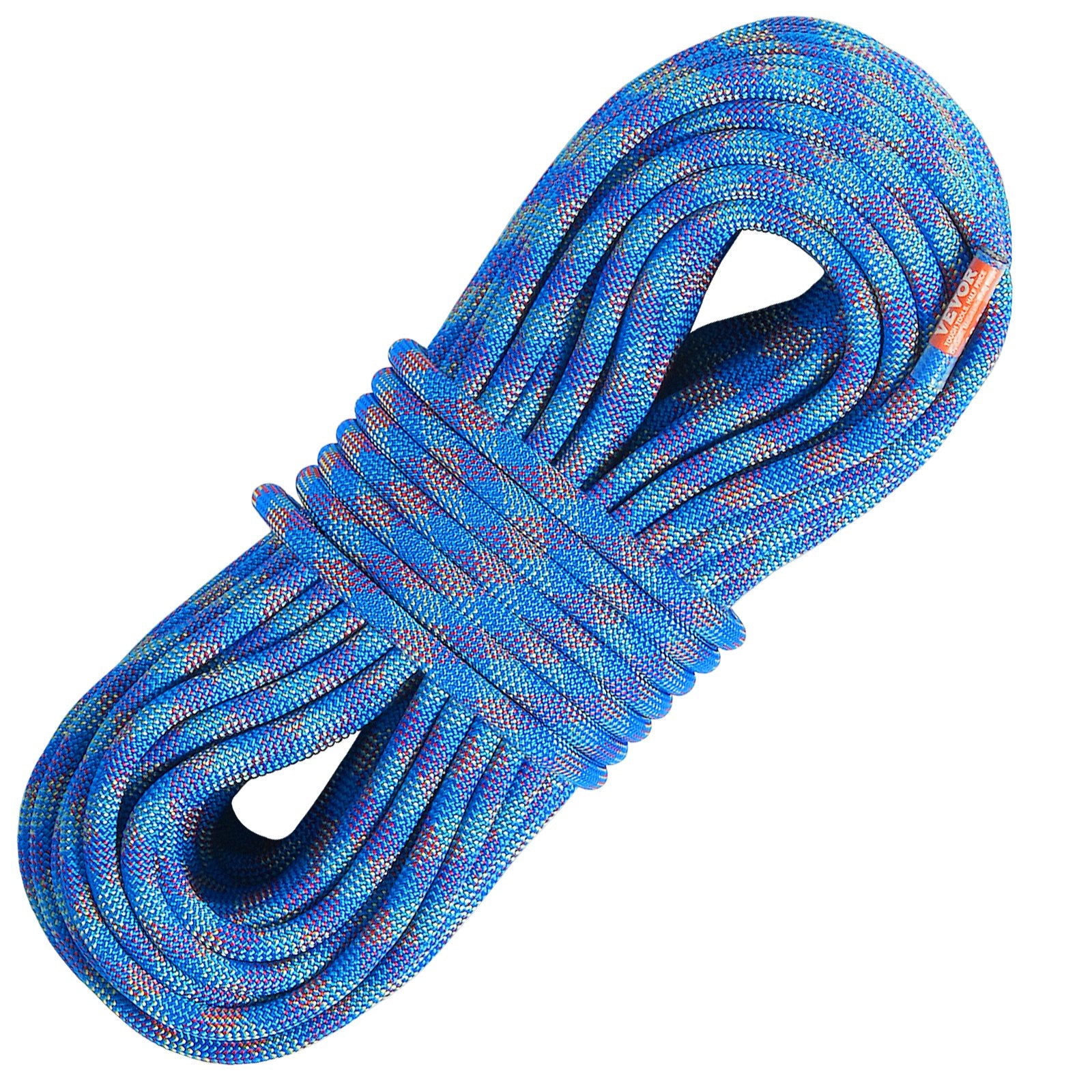 10.2mm Dynamic Climbing Rope, 50M(164ft) Outdoor Rock Climbing Rope 25KN Breaking Tension, Stretchable Fiber Rope with Steel Snap Hooks for Escape, Rappelling, Fire Rescue, Blue
