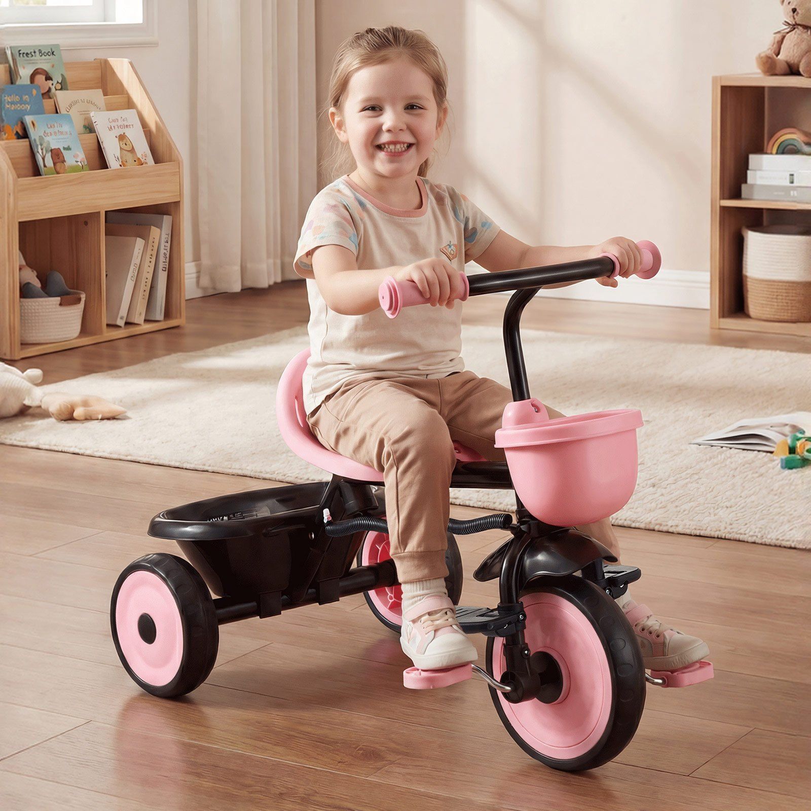Toddler Tricycle & Stroller for 18 Months to 5 Year Old, Kids Trike with Parent Push Handle, Adjustable Seat & Storage for Outdoor Play, Tricycle for Toddlers, Birthday Toy for Boys and Girls