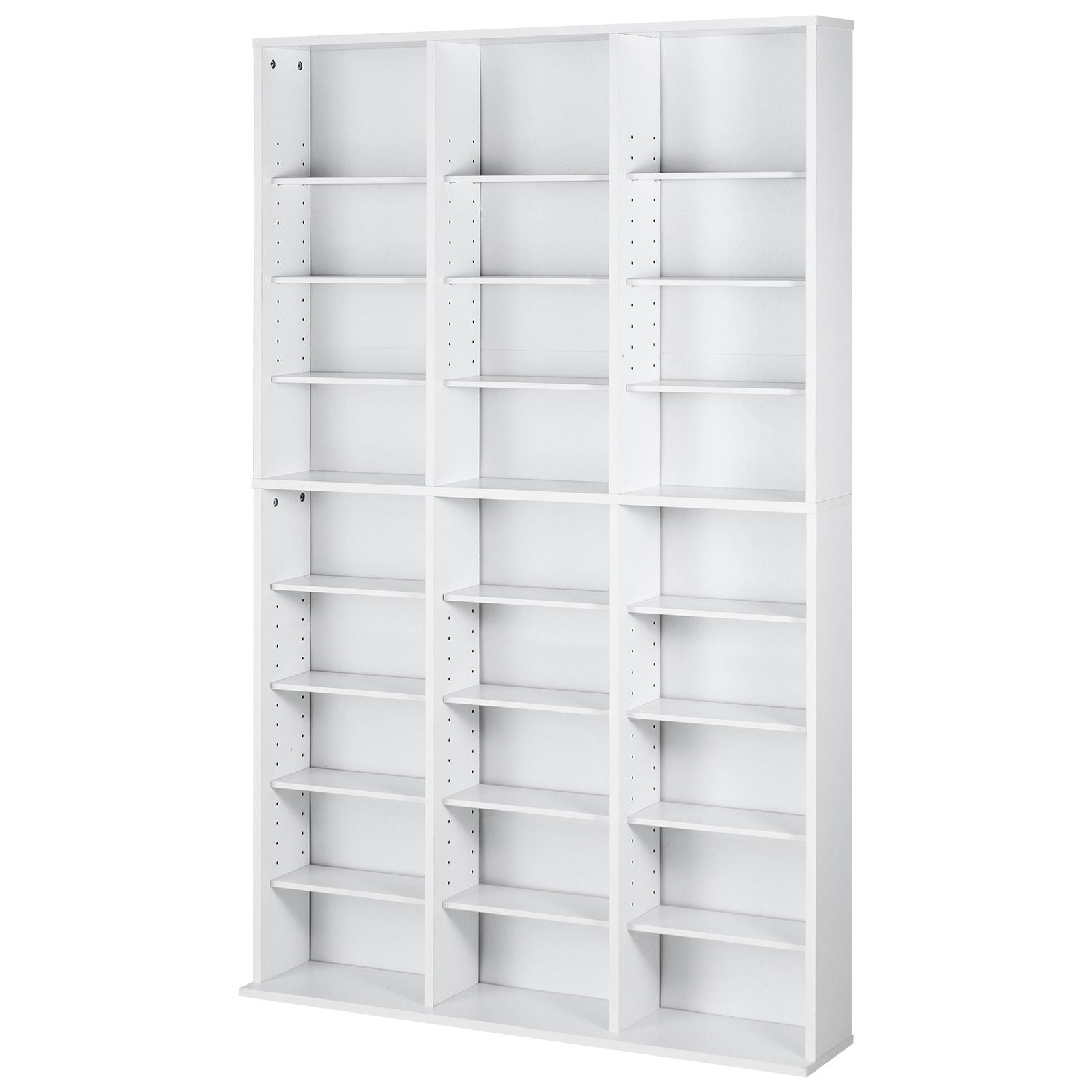 Media Storage Cabinet, 9-layer DVD Shelf Holds up to 756 CDs, Adjustable CD Shelves 27 Compartments, Protects & Organizes Music, Movie, Video Games or Memorabilia Collections,White