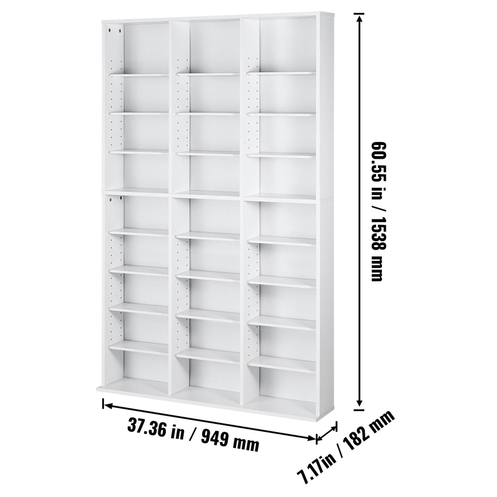 Media Storage Cabinet, 9-layer DVD Shelf Holds up to 756 CDs, Adjustable CD Shelves 27 Compartments, Protects & Organizes Music, Movie, Video Games or Memorabilia Collections,White