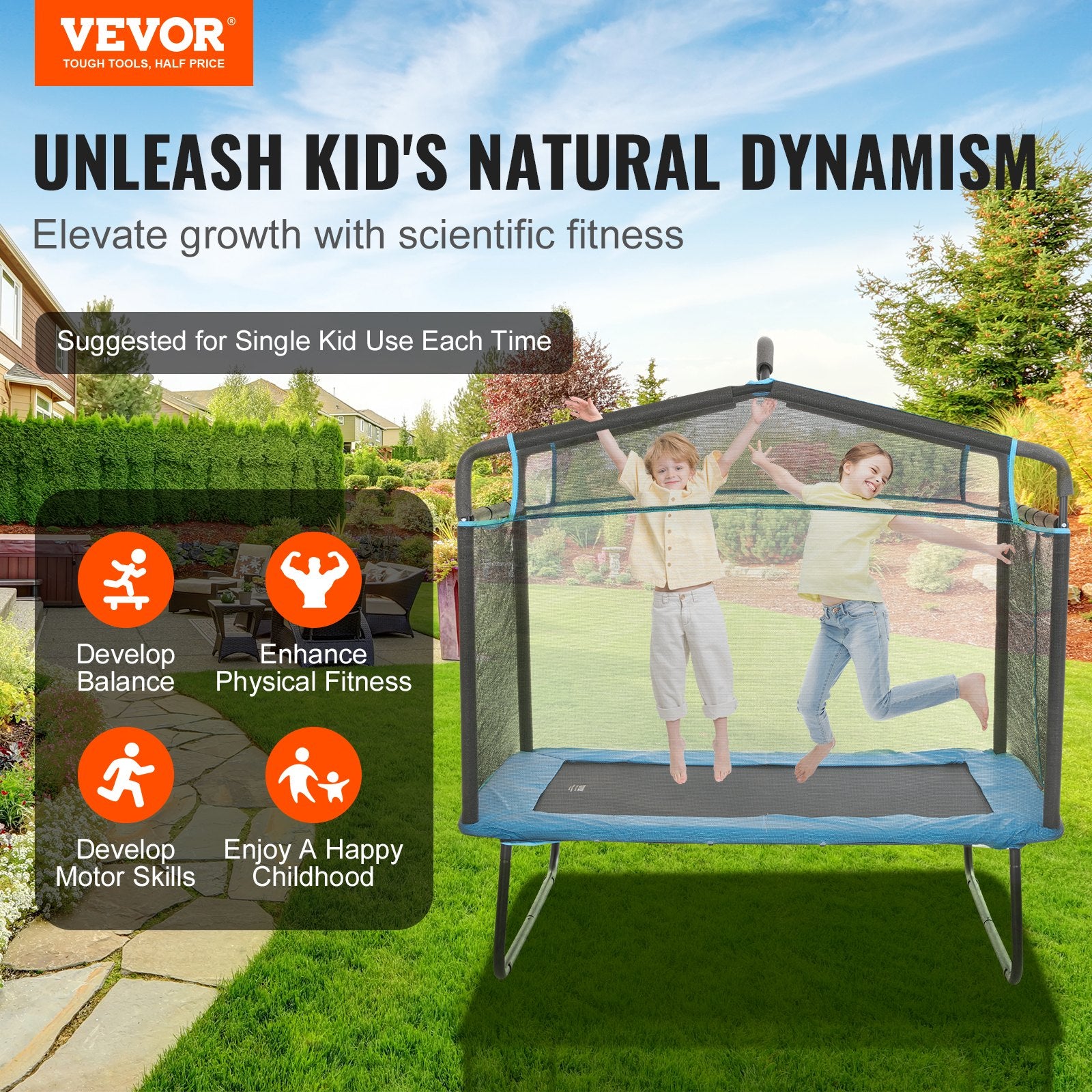 VEVOR 6FT Trampoline for Kids, 72