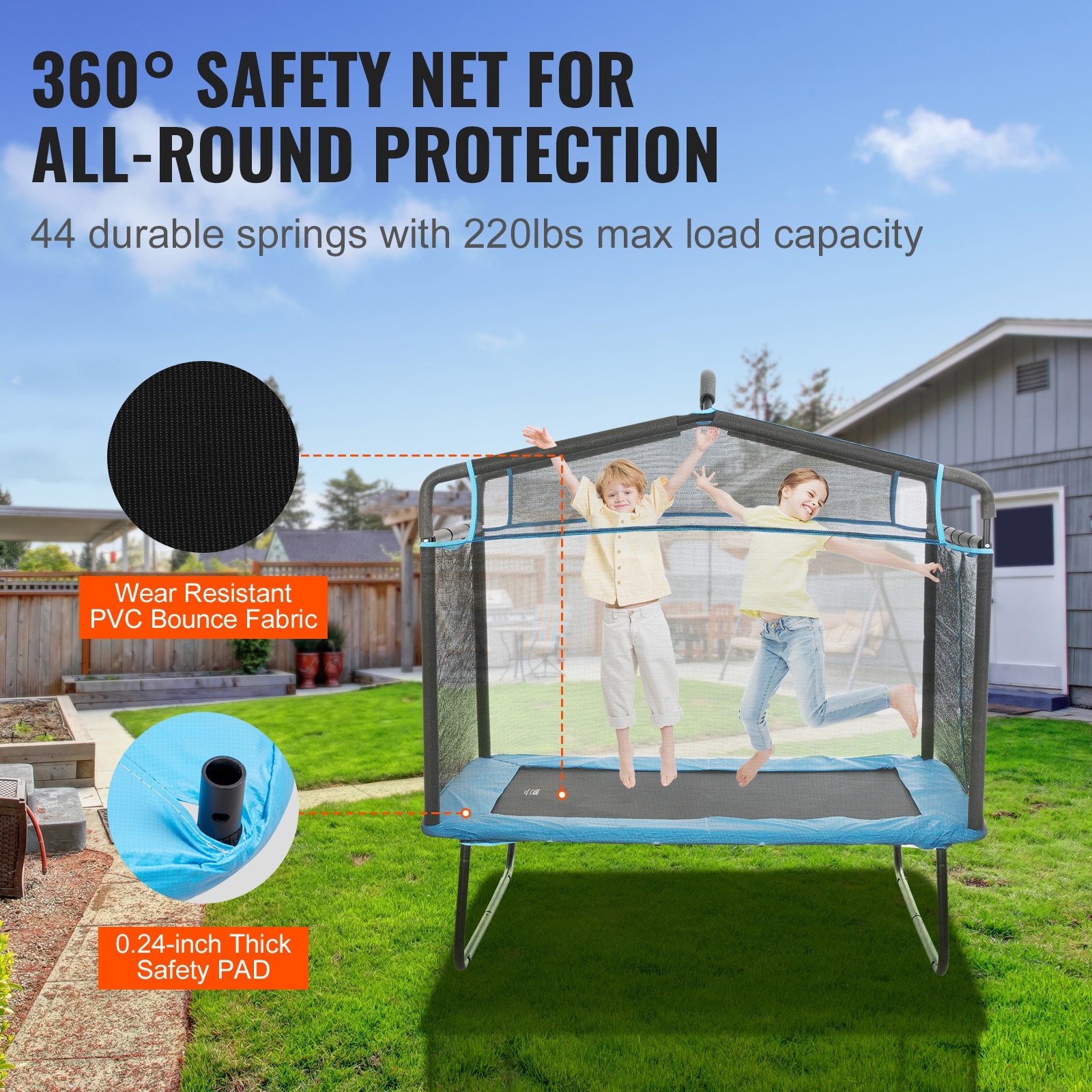 VEVOR 6FT Trampoline for Kids, 72
