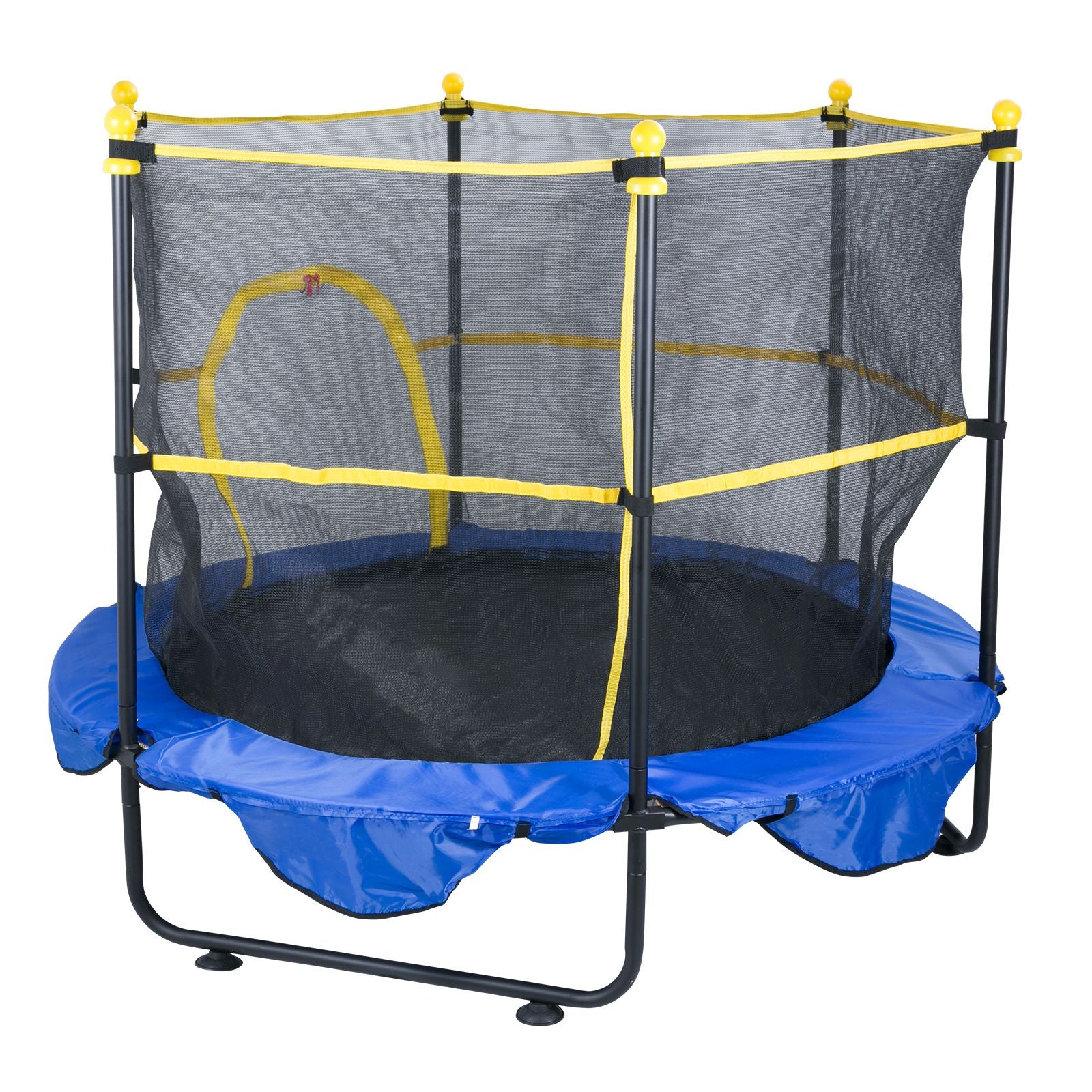 5FT Kids Trampoline with Safety Net Basketball Hoop Ocean Balls Indoor Outdoor