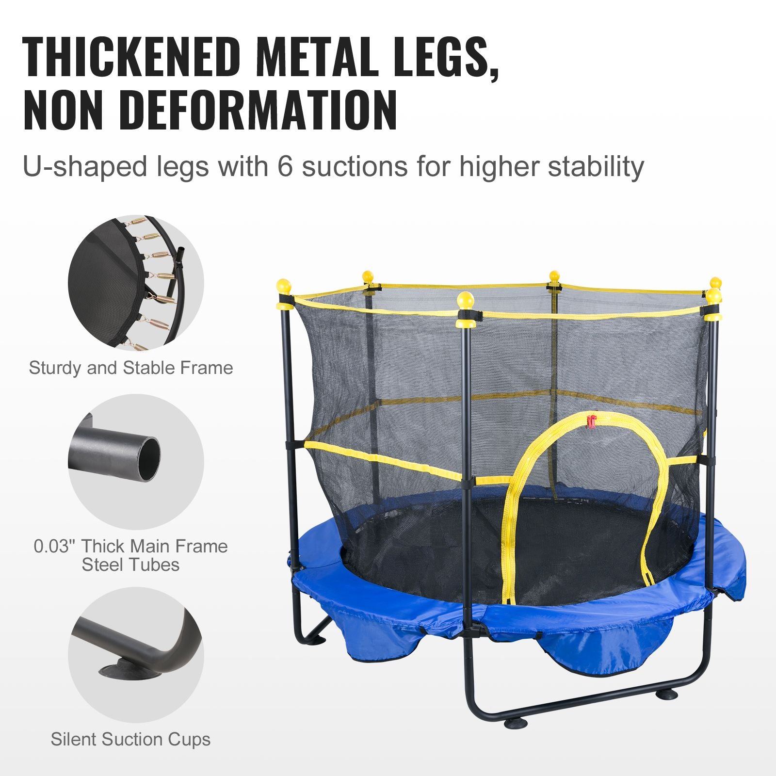 5FT Kids Trampoline with Safety Net Basketball Hoop Ocean Balls Indoor Outdoor