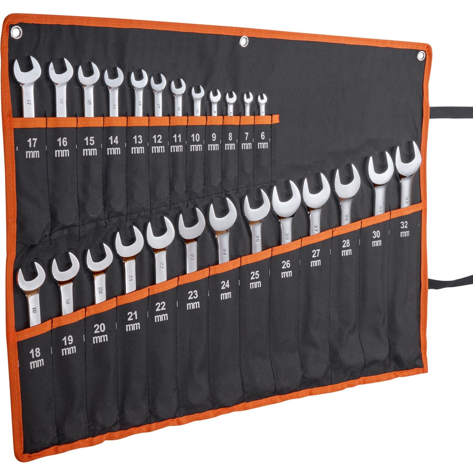 Combination Wrench Set 25-Piece Metric 6 mm to 32 mm with Roll-up Pouch