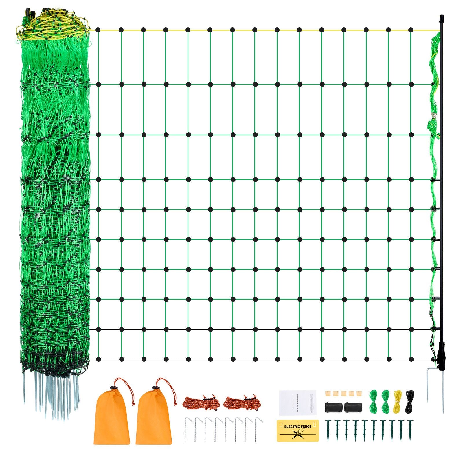 Electric Fence Netting 0.88x49.98m Portable Livestock Mesh Fence with Posts