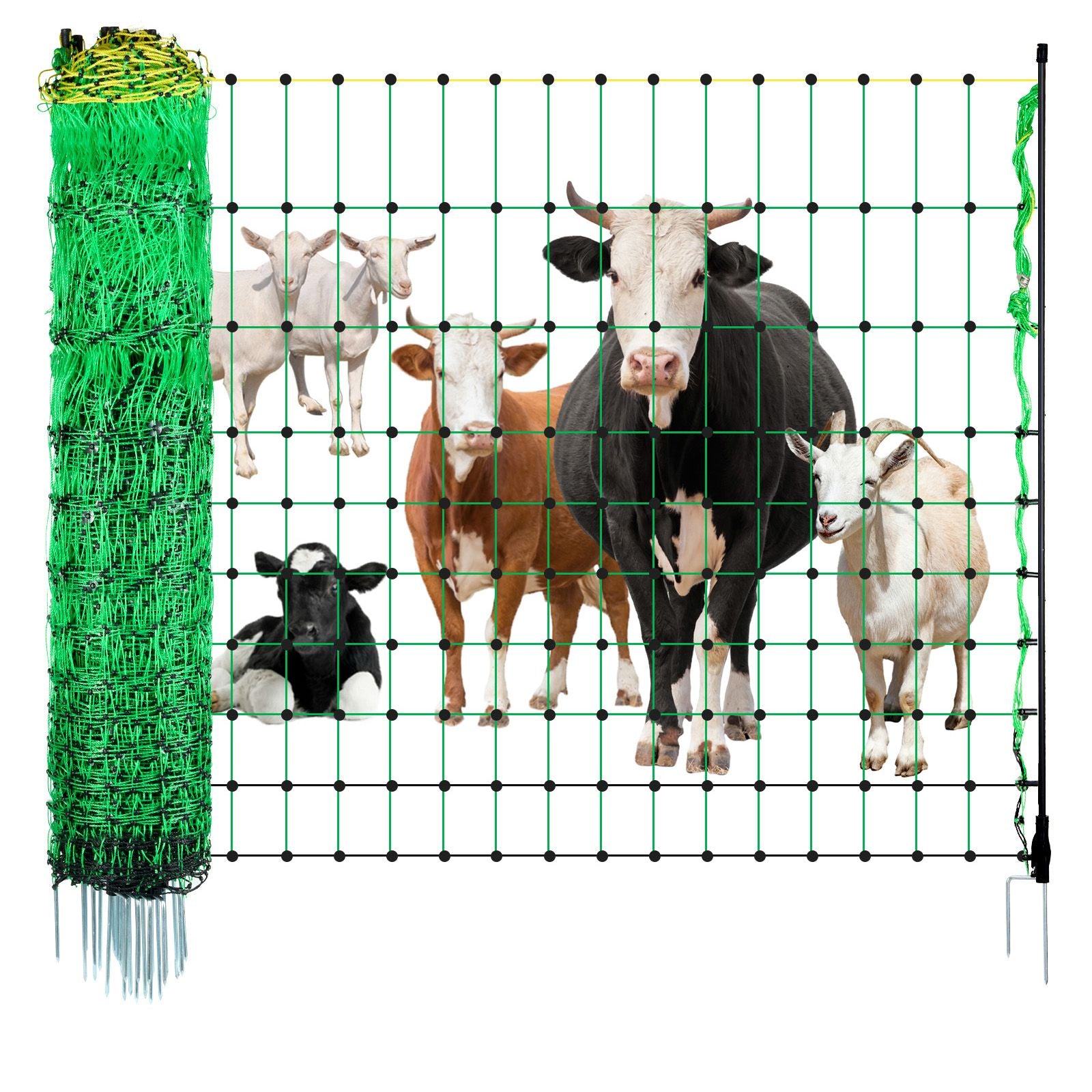 Electric Fence Netting 0.88x49.98m Portable Livestock Mesh Fence with Posts