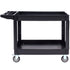 Utility Service Cart, 2 Shelf 550LBS Heavy Duty Plastic Rolling Utility Cart with 360° Swivel Wheels (2 with Brakes), Large Lipped Shelf, Ergonomic Storage Handle for Warehouse/Garage/Cleaning