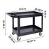 Utility Service Cart, 2 Shelf 550LBS Heavy Duty Plastic Rolling Utility Cart with 360° Swivel Wheels (2 with Brakes), Large Lipped Shelf, Ergonomic Storage Handle for Warehouse/Garage/Cleaning
