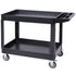 Utility Service Cart, 2 Shelf 550LBS Heavy Duty Plastic Rolling Utility Cart with 360° Swivel Wheels (2 with Brakes), Large Lipped Shelf, Ergonomic Storage Handle for Warehouse/Garage/Cleaning