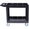Utility Service Cart, 2 Shelf 550LBS Heavy Duty Plastic Rolling Utility Cart with 360° Swivel Wheels, Medium Lipped Shelf, Ergonomic Storage Handle for Warehouse/Garage/Cleaning/Office