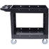 Utility Service Cart, 2 Shelf 550LBS Heavy Duty Plastic Rolling Utility Cart with 360° Swivel Wheels, Medium Lipped Shelf, Ergonomic Storage Handle for Warehouse/Garage/Cleaning/Office