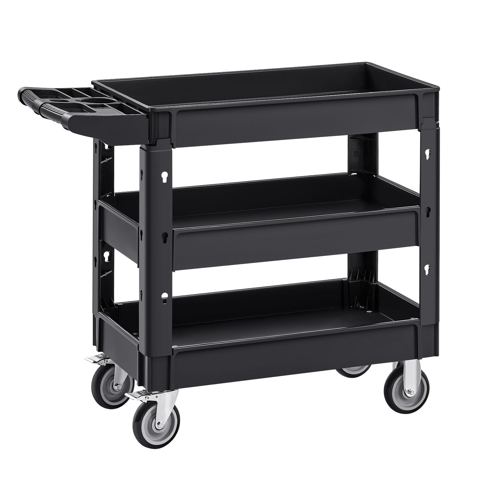 550lbs 3 Shelf Heavy Duty Utility Cart Plastic Rolling Service Trolley
