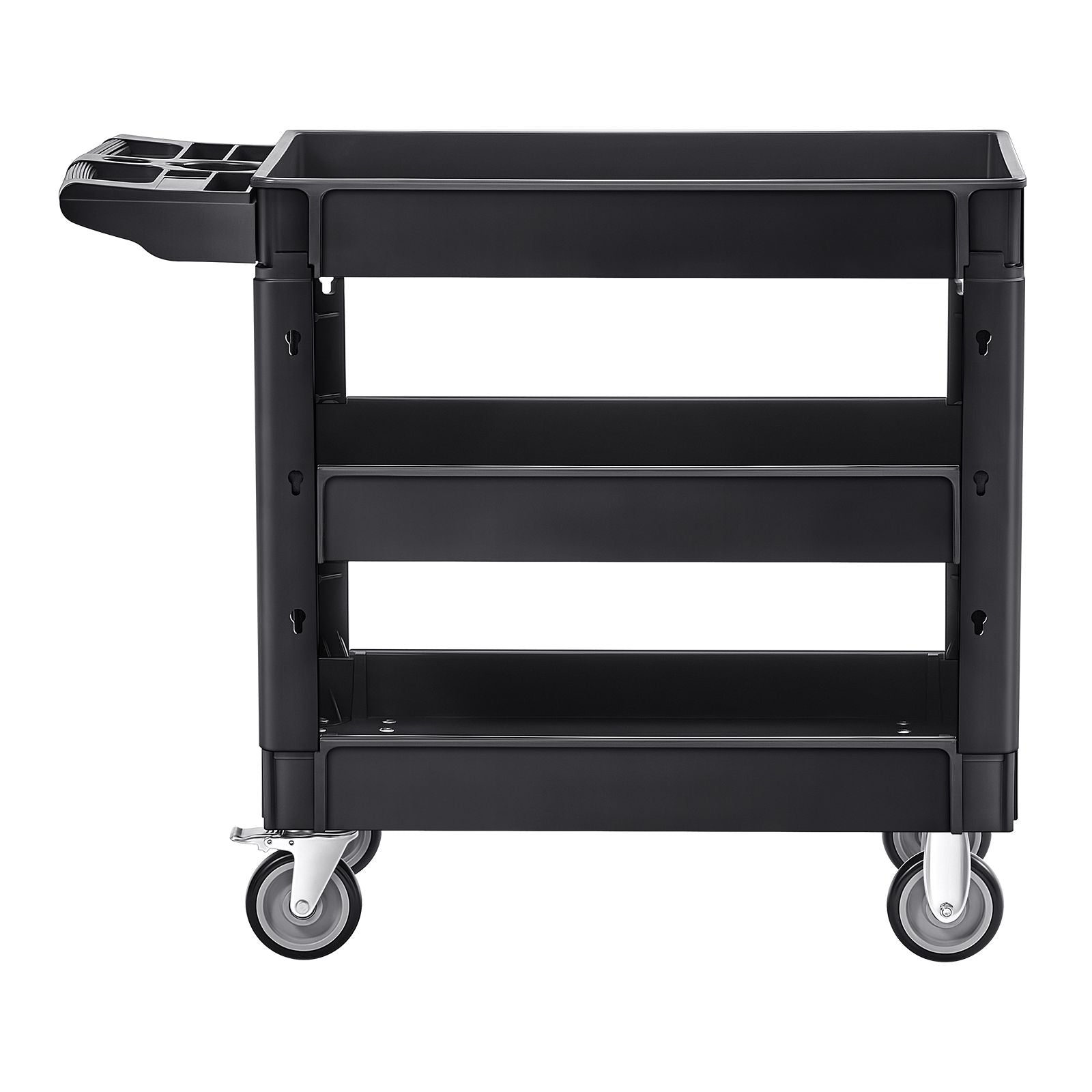 550lbs 3 Shelf Heavy Duty Utility Cart Plastic Rolling Service Trolley