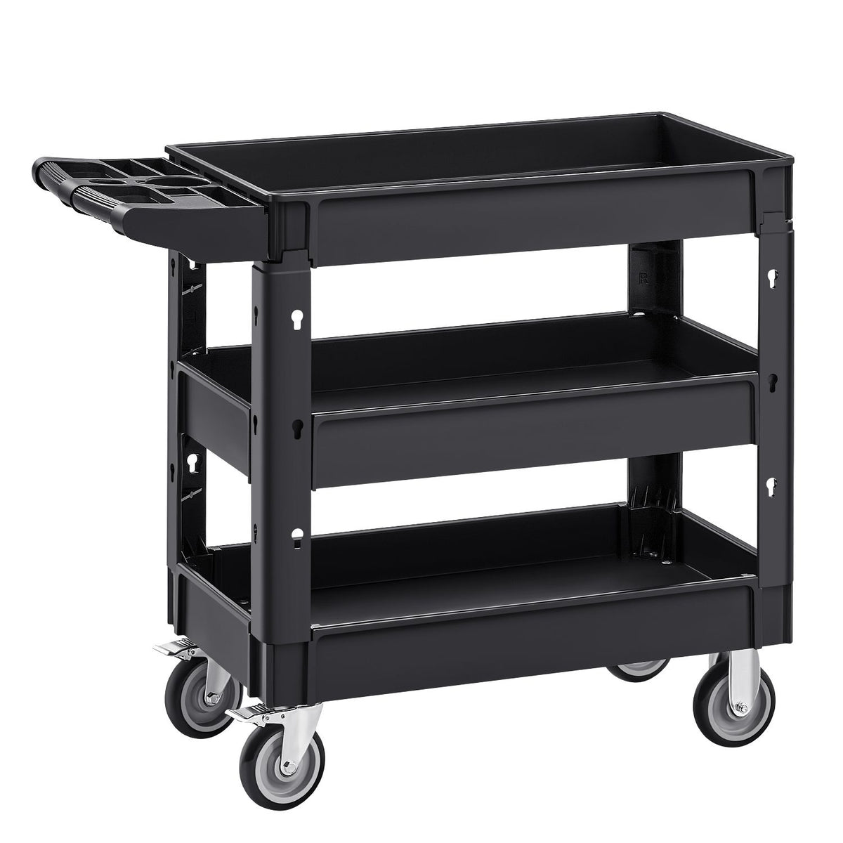 550lbs 3 Shelf Heavy Duty Utility Cart Plastic Rolling Service Trolley