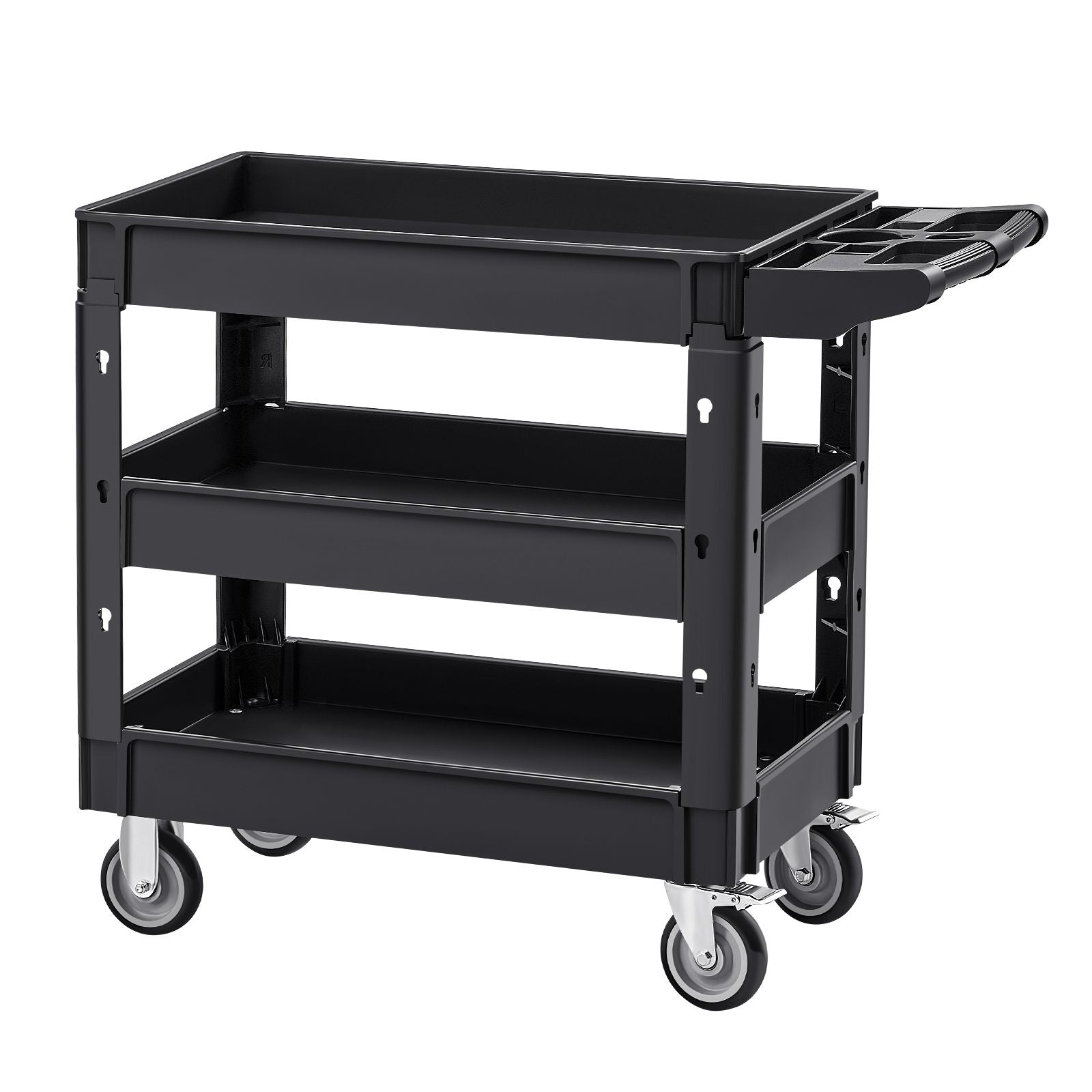 550lbs 3 Shelf Heavy Duty Utility Cart Plastic Rolling Service Trolley