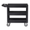 Utility Service Cart, 550 LBS Laod Capacity, 3 Shelf Heavy Duty Plastic Rolling Utility Cart with 360° Swivel Wheels (2 with Brakes), Ergonomic Storage Handle for Warehouse/Garage/Cleaning