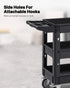 Utility Service Cart, 550 LBS Laod Capacity, 3 Shelf Heavy Duty Plastic Rolling Utility Cart with 360° Swivel Wheels (2 with Brakes), Ergonomic Storage Handle for Warehouse/Garage/Cleaning