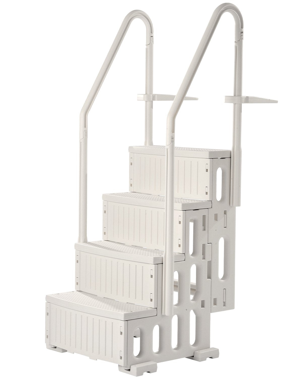 4-Step White Robust Pool Ladder of 2 Handrails for 1219.2-1371.6 mm Pools