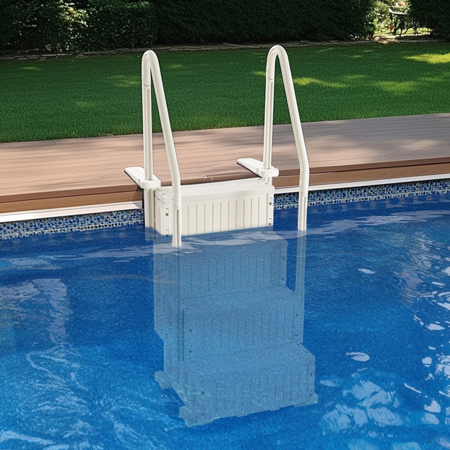 4-Step White Robust Pool Ladder of 2 Handrails for 1219.2-1371.6 mm Pools