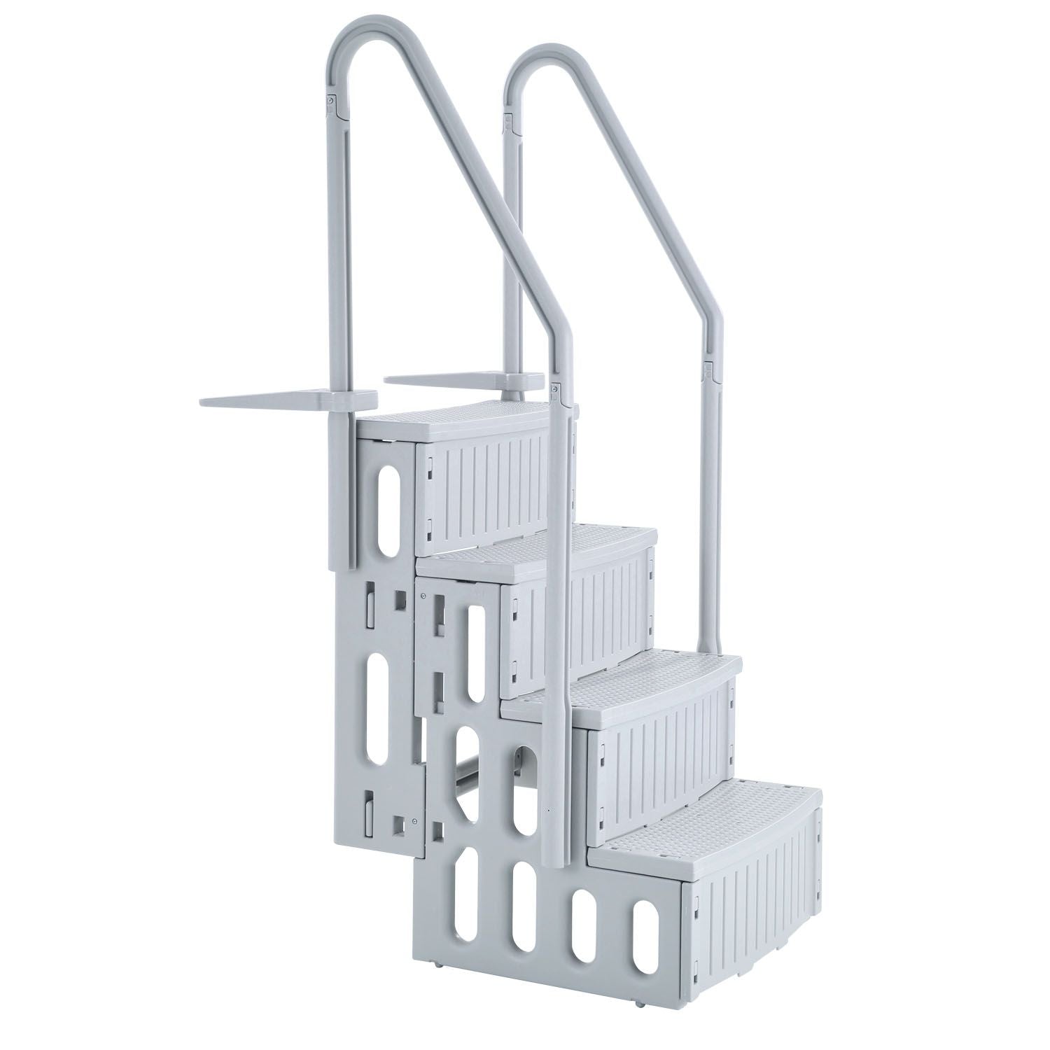 4-Step Grey Robust Pool Ladder of 2 Handrails for 1219.2-1371.6 mm Pools