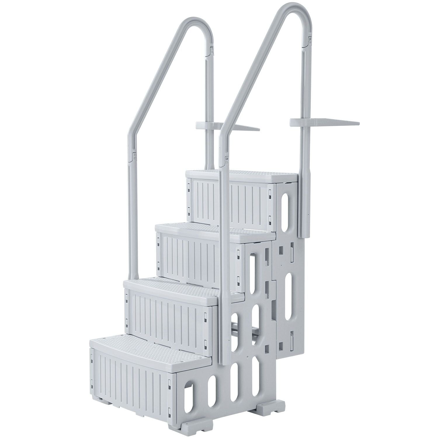 4-Step Grey Robust Pool Ladder of 2 Handrails for 1219.2-1371.6 mm Pools