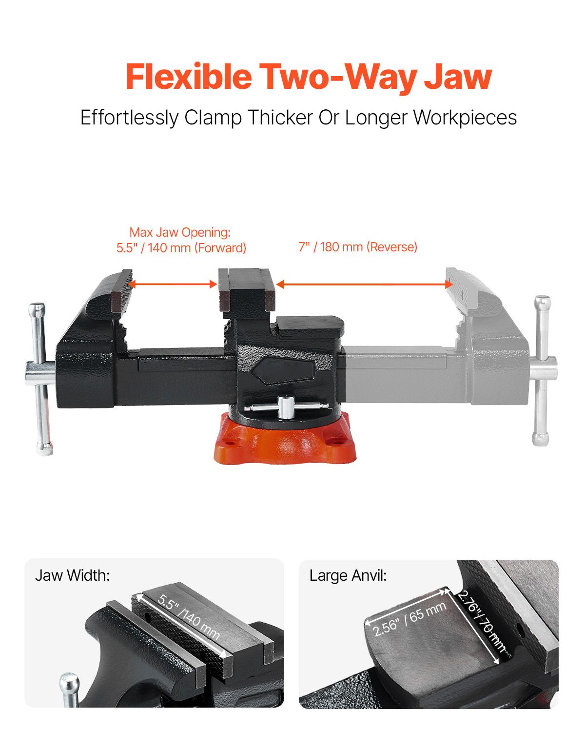 140mm Bench Vise Heavy Duty Swivel Workbench Vice with Pipe Jaws