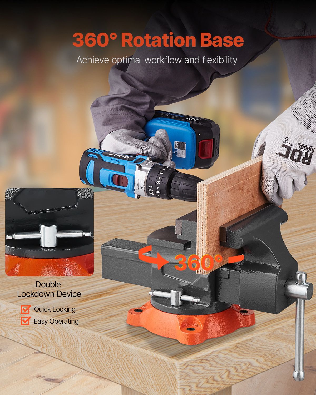 140mm Bench Vise Heavy Duty Swivel Workbench Vice with Pipe Jaws
