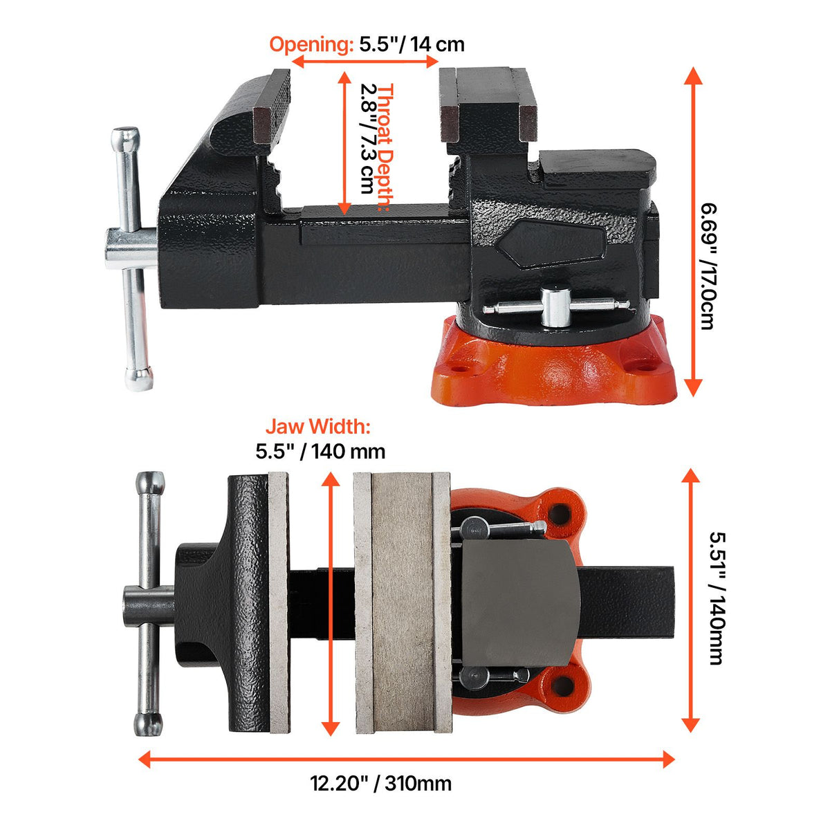 140mm Bench Vise Heavy Duty Swivel Workbench Vice with Pipe Jaws