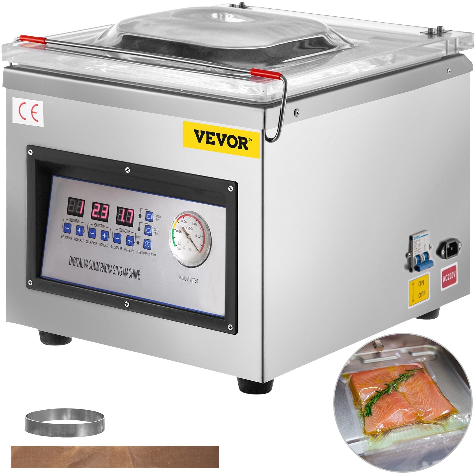 DZ-260C Digital Vacuum Sealer Food Vacuum Sealing Packing Machine 220V