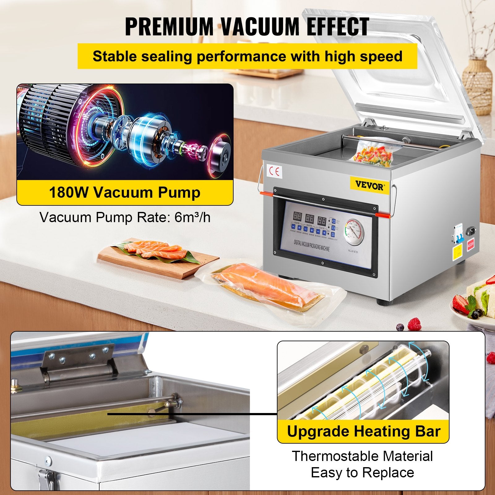 DZ-260C Digital Vacuum Sealer Food Vacuum Sealing Packing Machine 220V