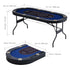 8 Player Foldable Poker Table, Blackjack Texas Holdem Poker Table with Padded Rails and Stainless Steel Cup Holders, Portable Folding Card Board Game Table,183cm Oval Casino Leisure Table, Blue