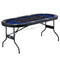 8 Player Foldable Poker Table, Blackjack Texas Holdem Poker Table with Padded Rails and Stainless Steel Cup Holders, Portable Folding Card Board Game Table,183cm Oval Casino Leisure Table, Blue
