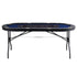 8 Player Foldable Poker Table, Blackjack Texas Holdem Poker Table with Padded Rails and Stainless Steel Cup Holders, Portable Folding Card Board Game Table,183cm Oval Casino Leisure Table, Blue