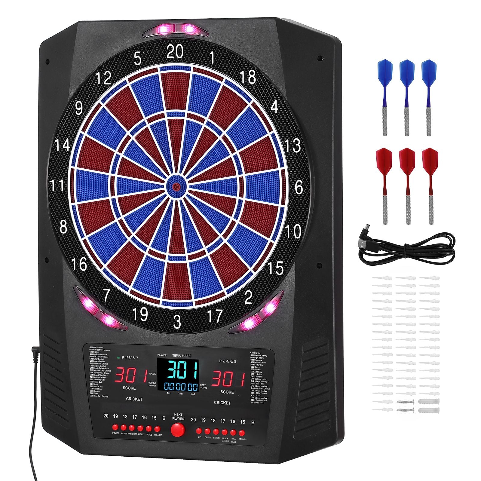 Electronic Dart Board 45 Games 474 Variations LED Score Display 8 Player