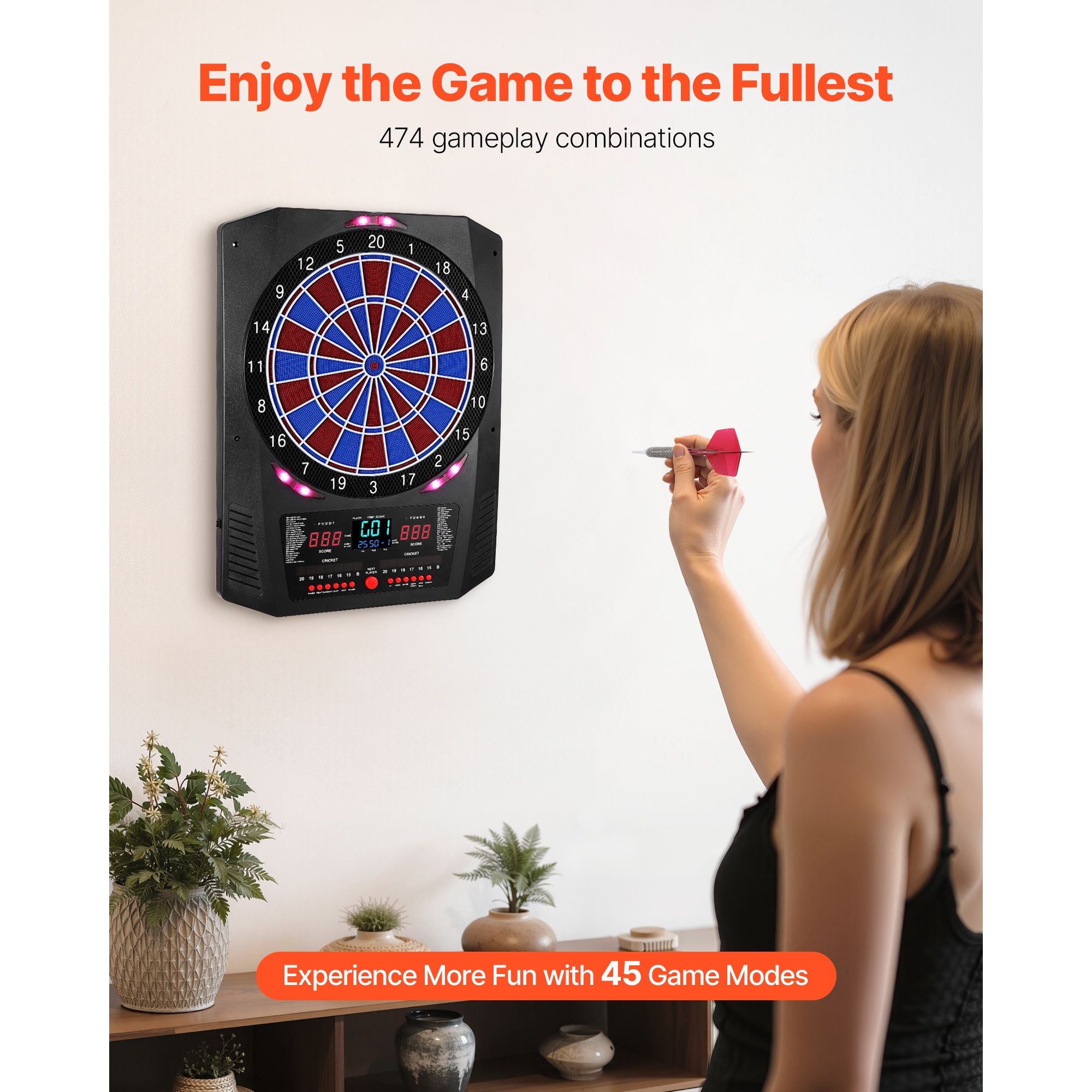 Electronic Dart Board 45 Games 474 Variations LED Score Display 8 Player