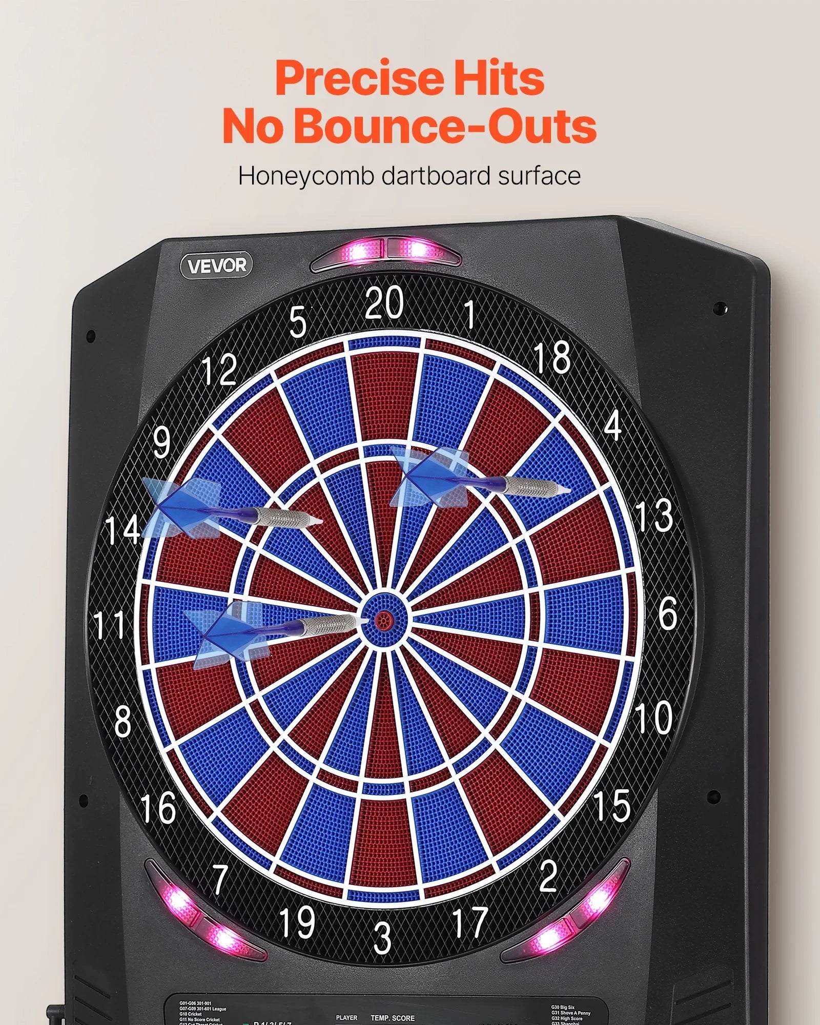 Electronic Dart Board, 336mm Target Dartboard with 45 Games & 474 Variations for Up to 8 Players, 6 Dart Shafts with Flights & 50 Soft Tips, Color LED Cricket Scoring Screen for Home Party Bar
