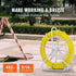 Fish Tape Fiberglass, 150 m, 7.9 mm, Duct Rodder Fishtape Wire Puller, Cable Running Rod with Steel Reel Stand, 3 Pulling Heads, Fishing Tools for Walls and Electrical Conduit, Non-Conductive