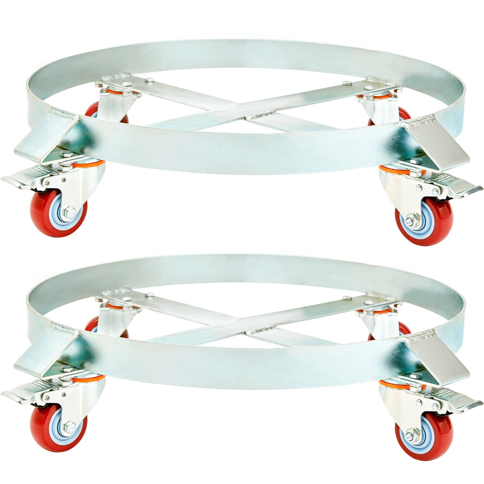 2PCS 250 L Heavy Duty Drum Dolly, 454 kg Load Capacity, Barrel Dolly Cart Drum Caddy, Non Tipping Hand Truck Capacity Dollies with Steel Frame 4 Swivel Casters Wheel, for Drum Handling