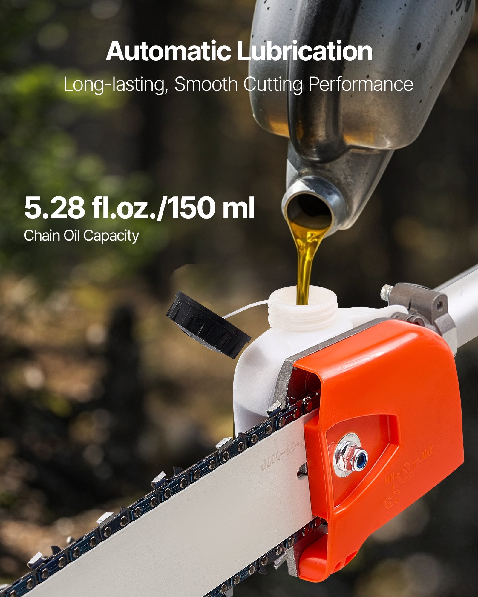 Gas Pole Saw, 33CC 2 Stroke Gas Powered Pole Saws with 20.3 cm Cutting Bar, Cordless Tree Trimmer with 850ml Fuel Tank, 2.08 to 3.58 m  Extendable, Powerful Chainsaw for Tree Trimming Pruning