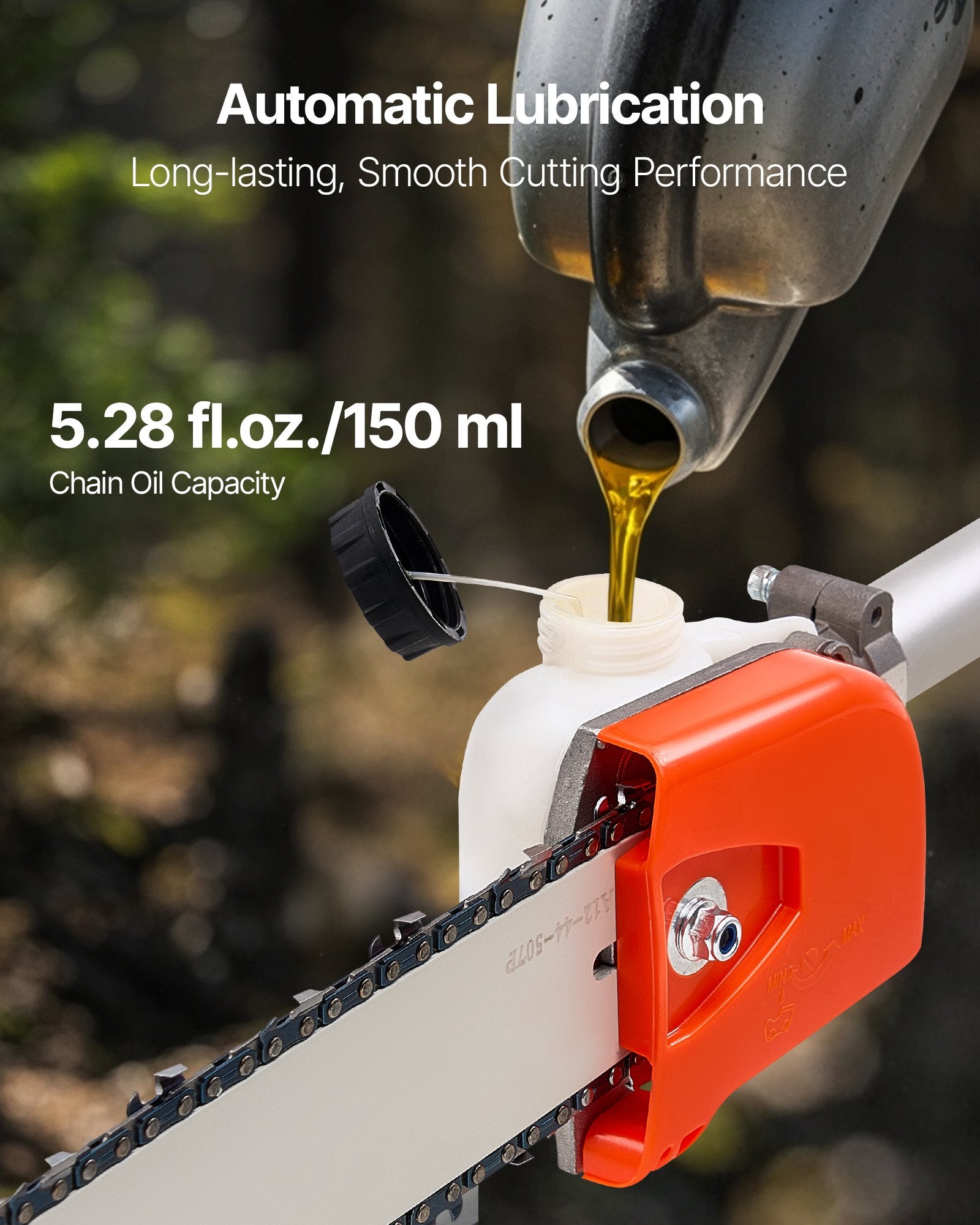 Gas Pole Saw, 25CC 2 Stroke Gas Powered Pole Saws with 30.5 cm Cutting Bar, Cordless Tree Trimmer with 650ml Fuel Tank, 2.12 to 3.62 m Extendable, Powerful Chainsaw for Tree Trimming Pruning