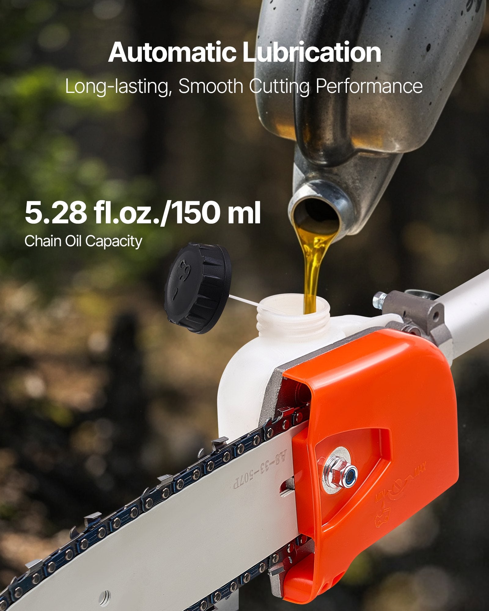 Gas Pole Saw, 33CC 2 Stroke Gas Powered Pole Saws with 20.3 cm Cutting Bar, Cordless Tree Trimmer with 850ml Fuel Tank, 2 to 3.5 m  Extendable, Powerful Chainsaw for Tree Trimming Pruning
