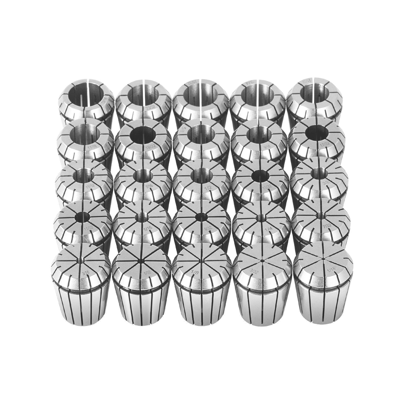 25 pcs ER32 Collet Set, 1/16''-13/16'', ER32 Spring Collet Chuck Set, 0.0006