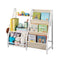 3-Tier Kids Bookshelf, Toy Storage Organizer for Toddler, Book Shelf for Kids Rooms with Sling Book Rack and Storage Bag, Kids Storage Book Shelves for Kids Room, Playroom, Kindergarten, Nursery