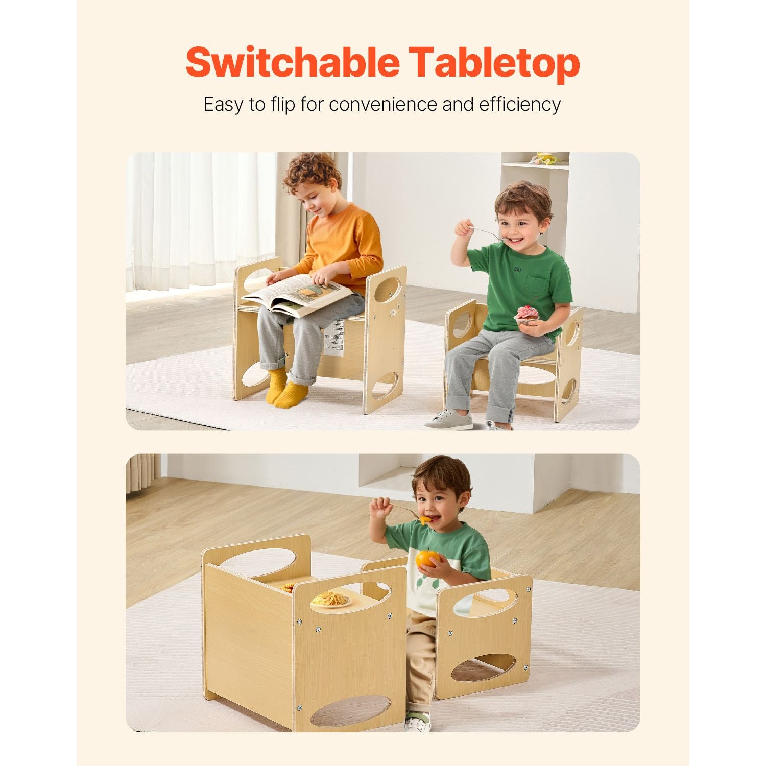 Montessori Toddler Table & Chair Set Adjustable Wooden Weaning Furniture