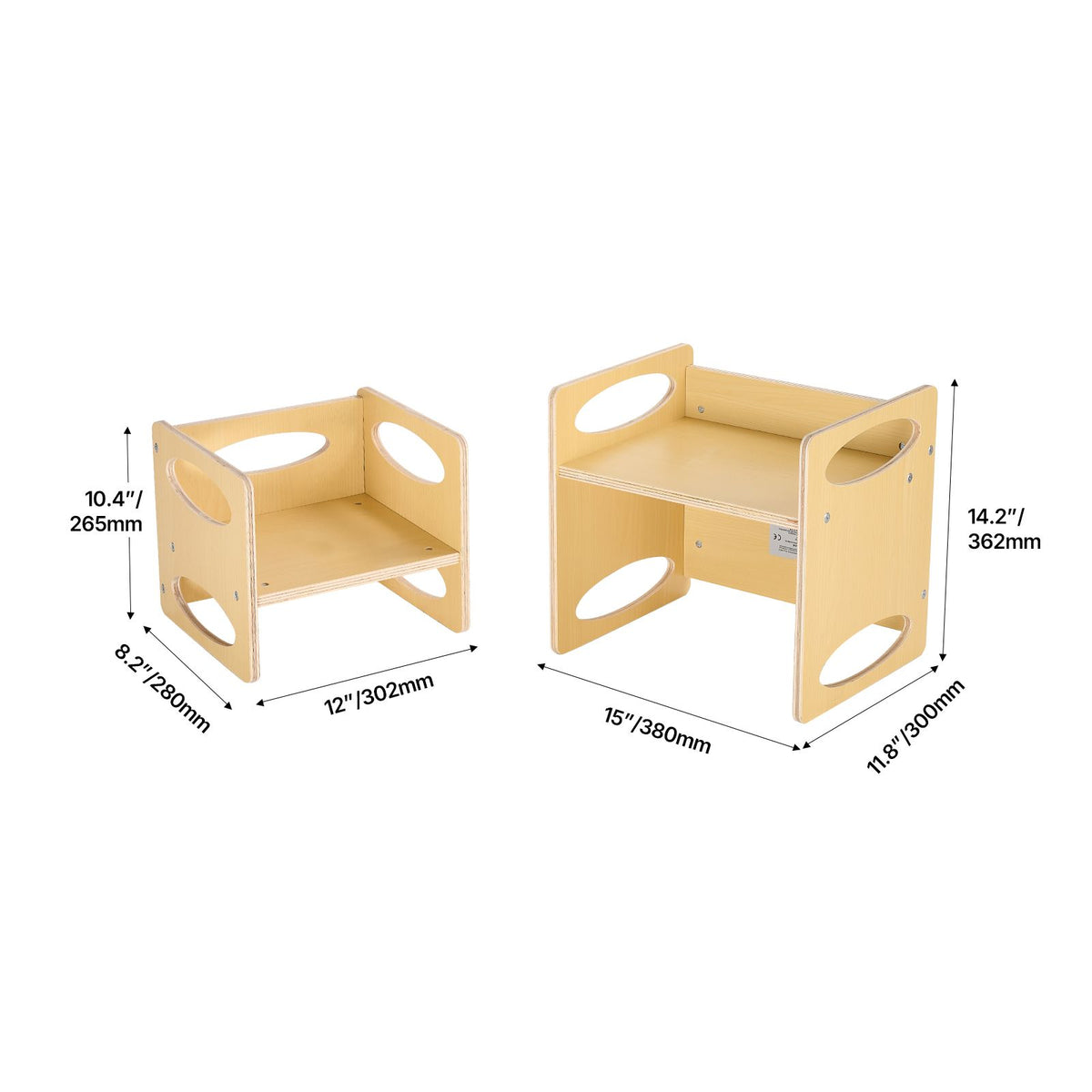 Montessori Toddler Table & Chair Set Adjustable Wooden Weaning Furniture