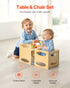 Montessori Weaning Table and Chair Set, Wooden Toddler Table and Chair Set for Aged 1-5, Adjustable Height Kids Montessori Chair and Activity Table, Ideal for Reading, Eating, Playing - Natural
