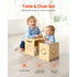 Montessori Weaning Table and Chair Set, 3 In 1 Wooden Toddler Table and Chairs with Chalkboard, Adjustable Height Montessori Table for Ages 1-5, Ideal for Drawing, Reading, Eating - Natural