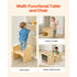 Montessori Weaning Table and Chair Set, 3 In 1 Wooden Toddler Table and Chairs with Chalkboard, Adjustable Height Montessori Table for Ages 1-5, Ideal for Drawing, Reading, Eating - Natural
